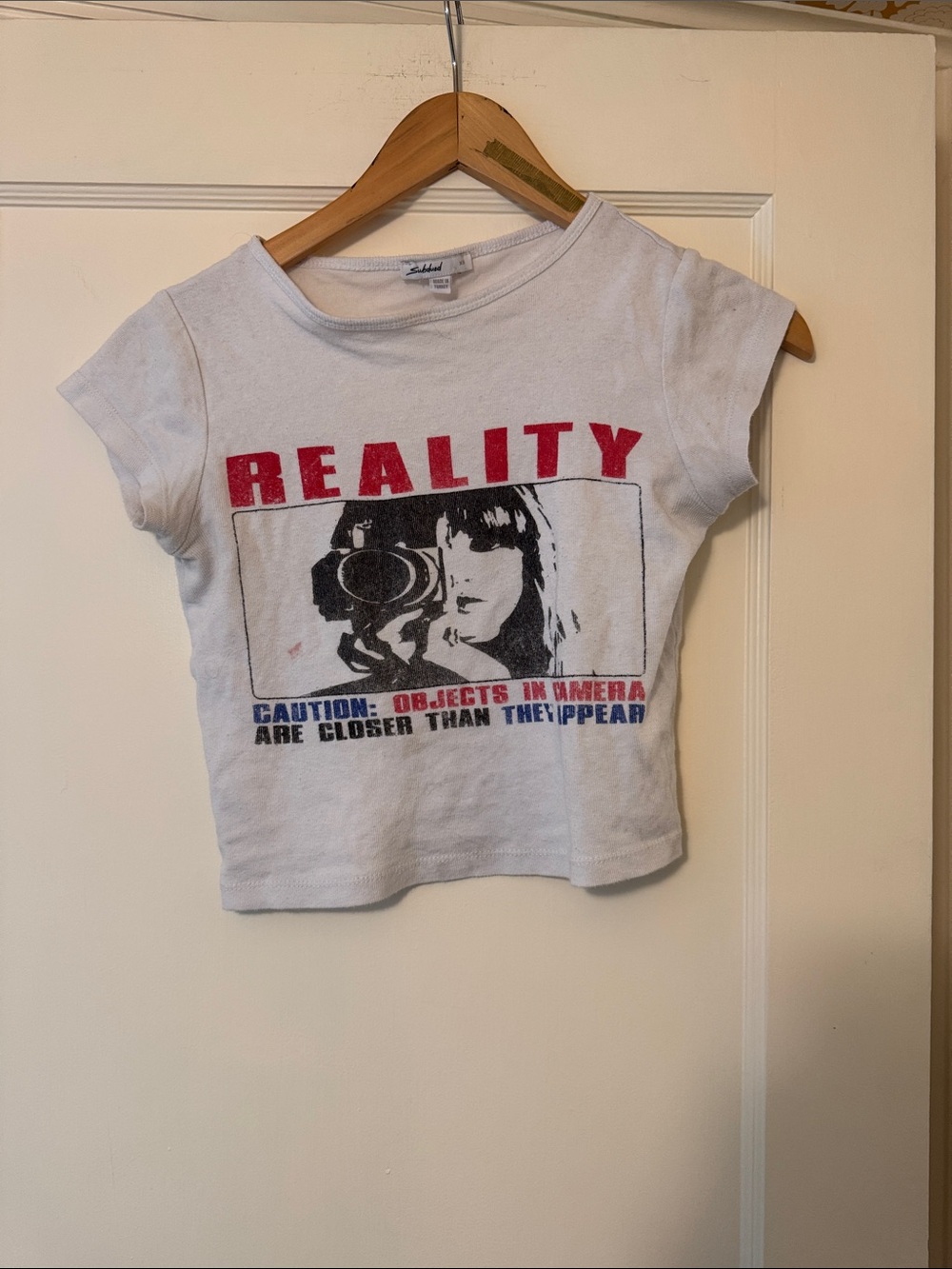 Reality Graphic Crop Top - White